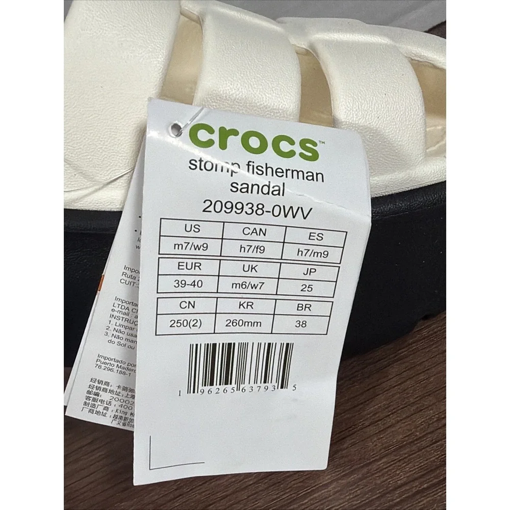 Crocs Stomp‎ Fisherman Women's Sandal Chalk 209938-0WV Men's 7 Women's 9